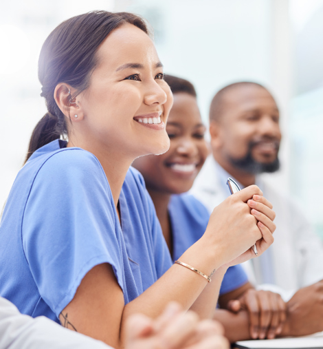 Women resident with group of doctors